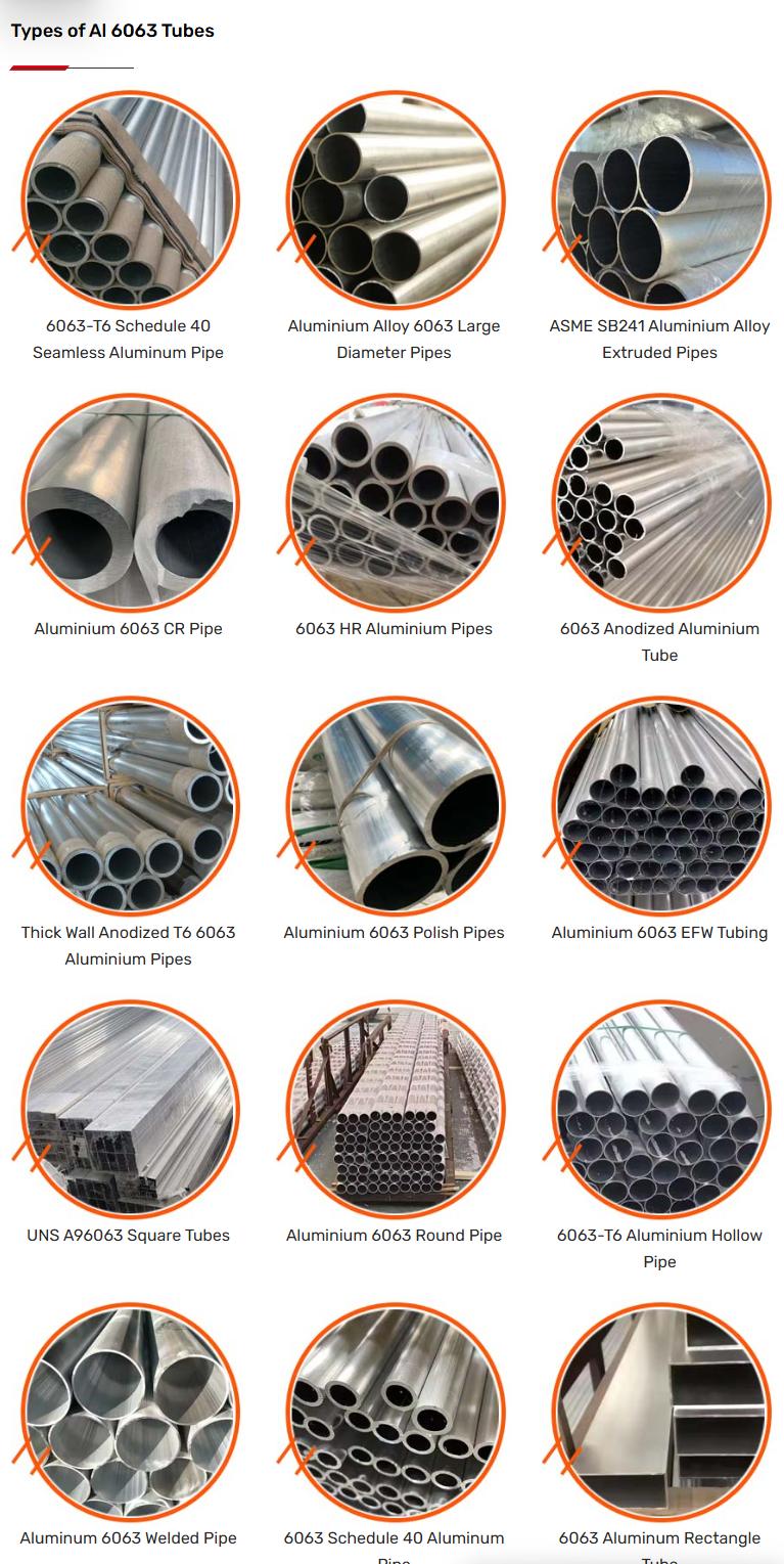 Types of Al 6063 Tubes Types of Al 6063 Tubes